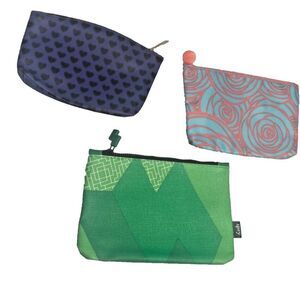 Ipsy Tetris Glam, Purple Hearts, Pink Roses Makeup Bags Set of 3 - EUC